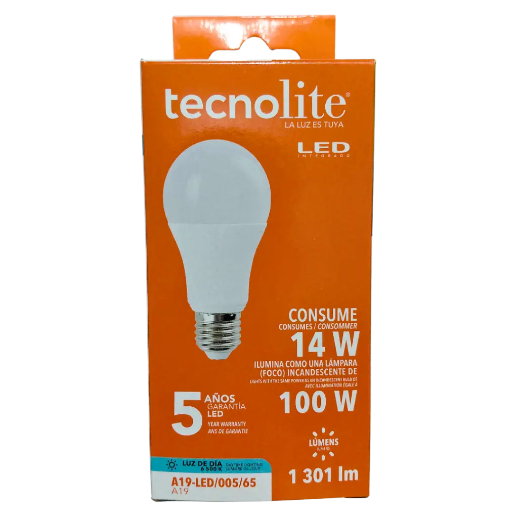 BOMBILLA LED 14 WATT LUZ DE DIA 6500K A19-LED-005-65 TECNOLITE.webp