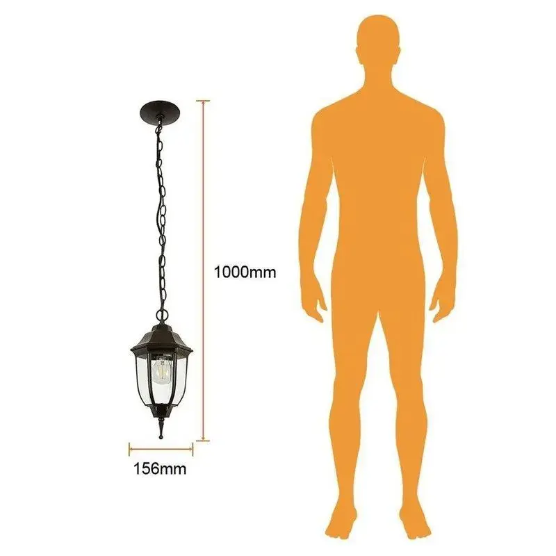 FAROL COLGANTE NEGRO 1MT, 60W, E27, IP44, FTL-6003-N TECNOLITE.webp