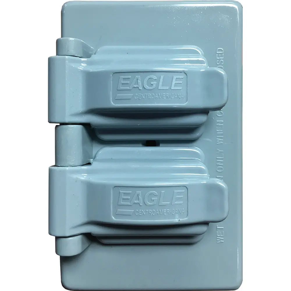 PLACA DE INTERPERIE PARA TOMA DOBLE PLASTICO GRIS #1962 2M EAGLE.webp