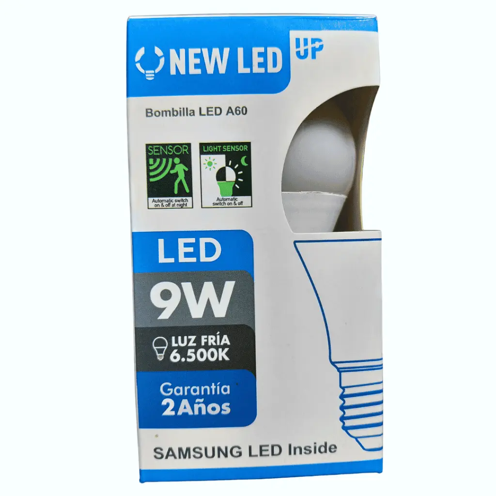BOMBILLA LED CON SENSOR DE MOVIMIENTO INTEGRADO 9 WATT LUZ DE DÍA A60 NEW LED.webp