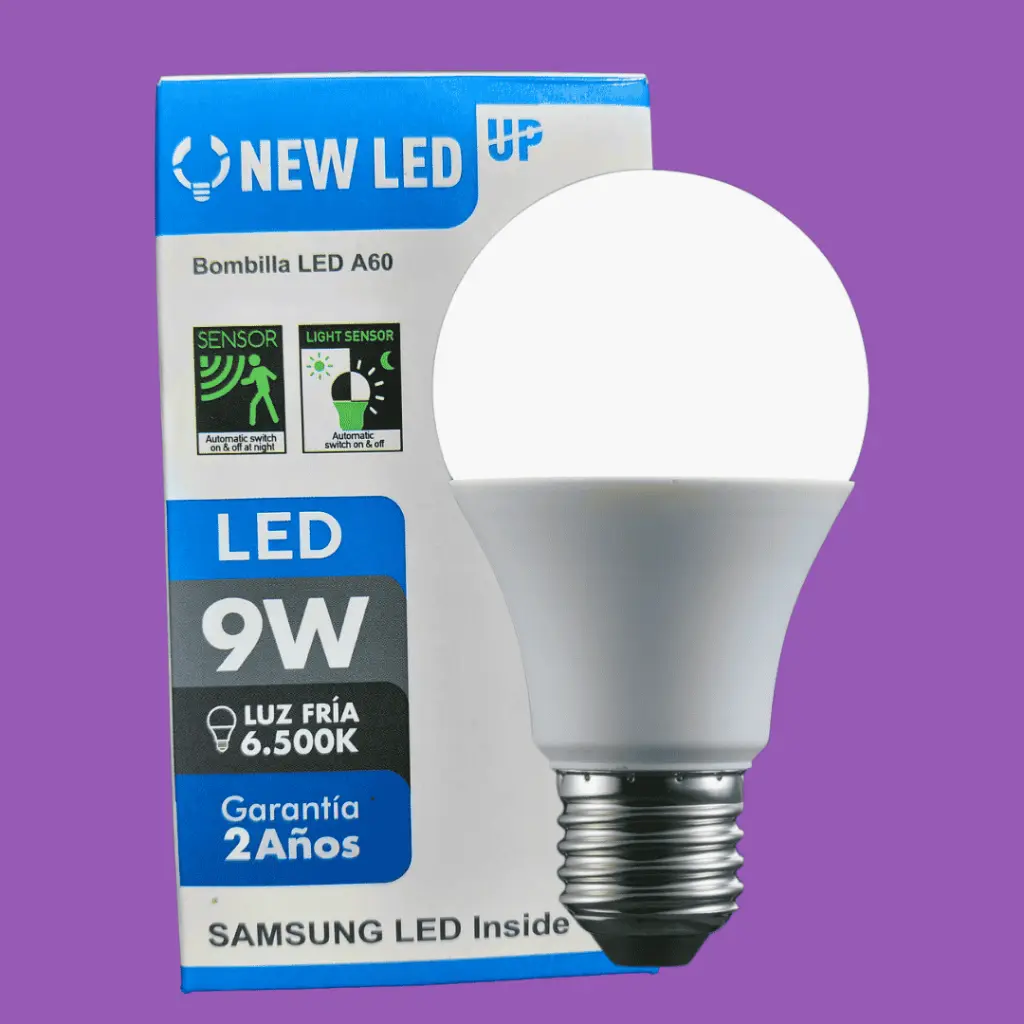 BOMBILLA LED CON SENSOR DE MOVIMIENTO INTEGRADO 9 WATT LUZ DE DÍA A60 NEW LED (1).webp