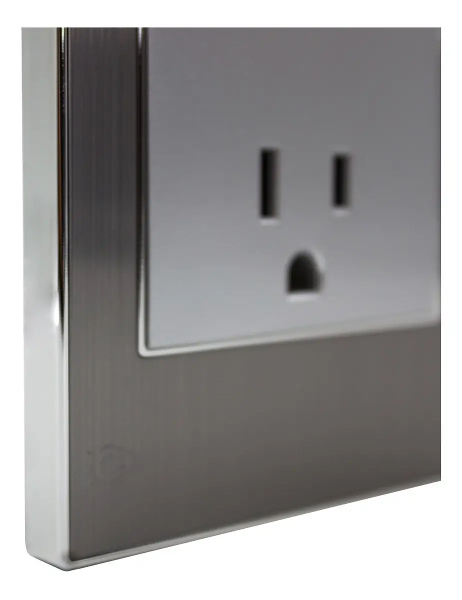 TOMACORRIENTE DOBLE POLARIZADO GRIS 15A 125V STAINLESS ETI46 MERCURY.webp