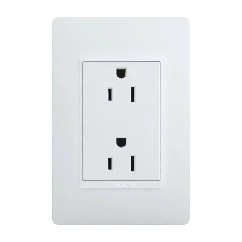 Tomacorriente Doble Polarizado Blanco 15A PU1228 Lúzica Bticino.webp