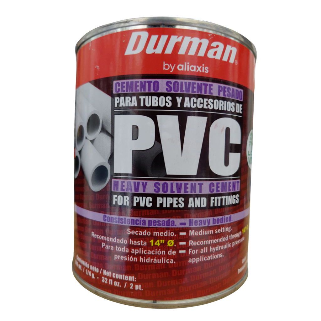 [PEGA0014] PEGAMENTO PVC PESADO TRANSPARENTE 1/4" DE GALON (946 ML / 32 ONZAS / 2 PT) DURMAN