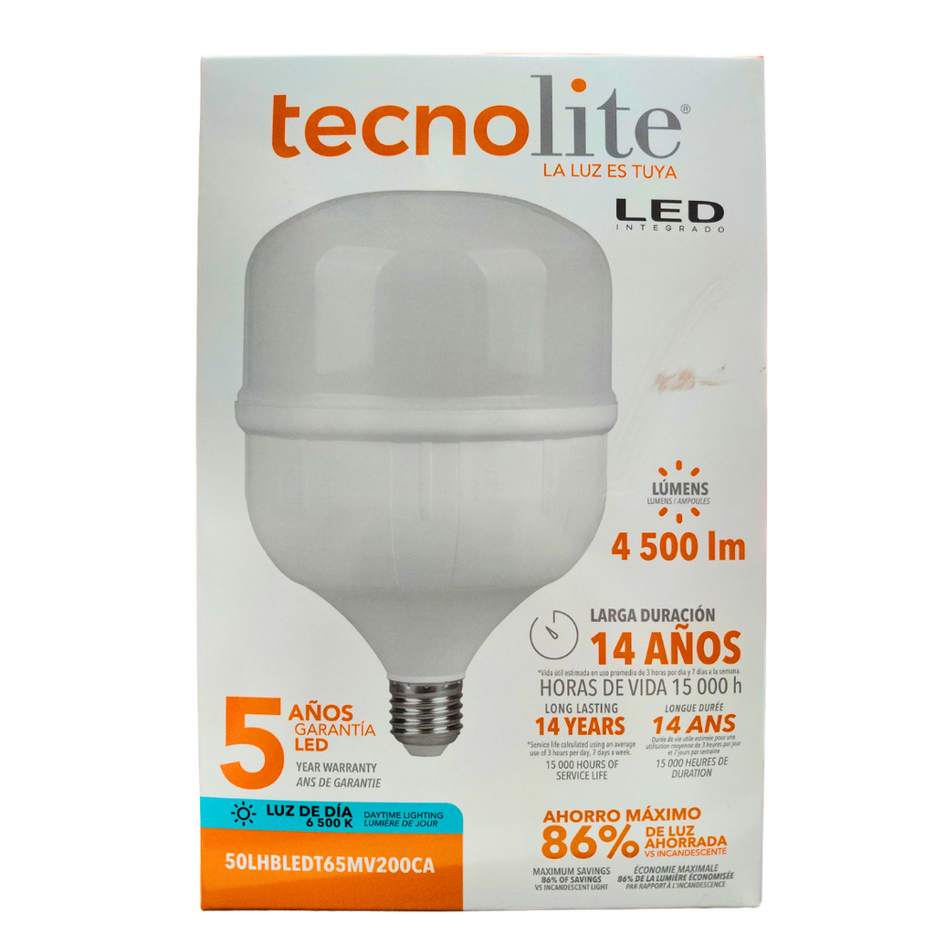 BOMBILLA LED 50 WATT LUZ DE DIA 6500K 50LHBLEDT65MV200CA TECNOLITE