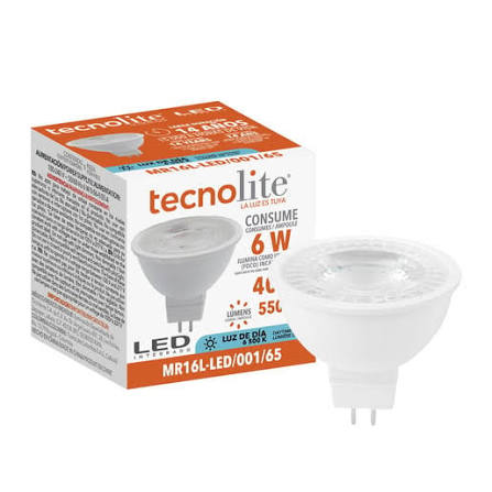 BOMBILLA LED PARA OJO DE BUEY 6 WATT LUZ DE DIA 6500K MR16L-LED/001/65 TECNOLITE