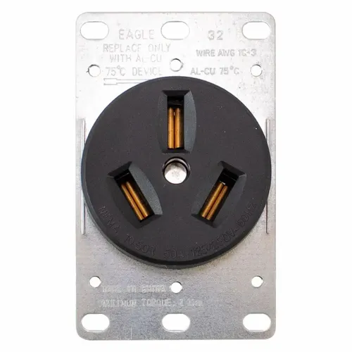 TOMACORRIENTE DE ESTUFA P/ CAJA RECTANGULAR 50A 125V/250V NEMA 10-50R 32 EAGLE