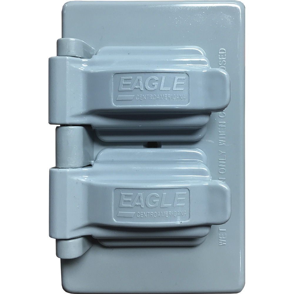 PLACA DE INTERPERIE PARA TOMA DOBLE PLASTICO GRIS #1962 2M EAGLE