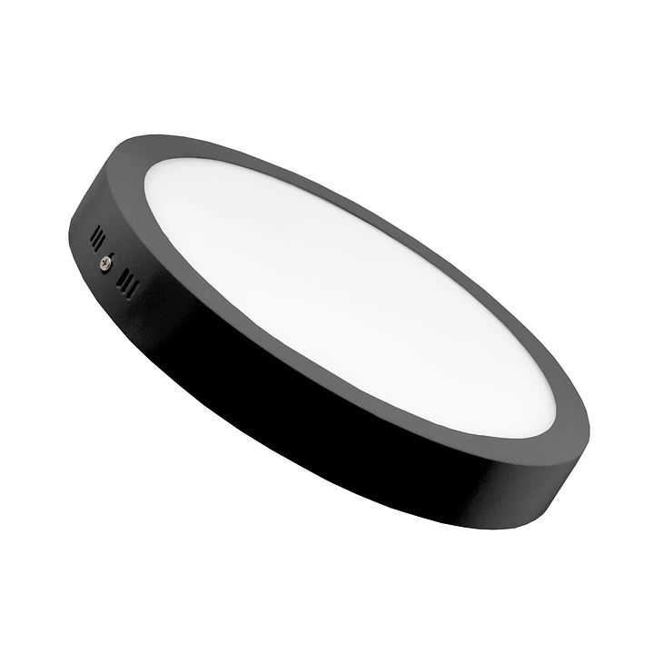 PANEL LED REDONDO SOBREPONER NEGRO 18 WATT LUZ DE DÍA NEW LED